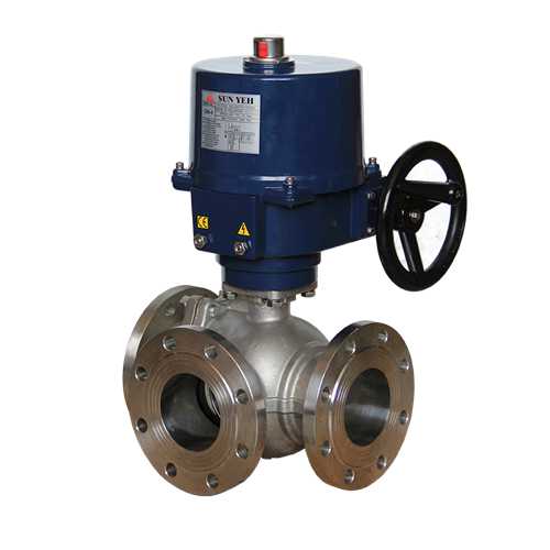 【SUNYEH】電動三通法蘭球閥/不銹鋼